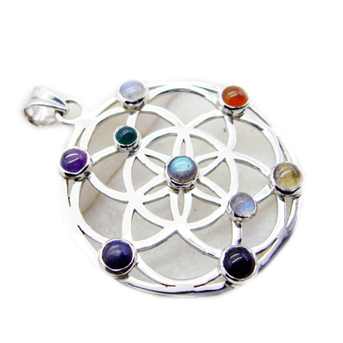 Multi Stone Statement German Silver multiple Violet antique multicolor Pendant Jewelry