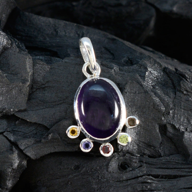 Multi Stone Delicate Latin American Silver Hexa Genesis Luxurious multicolor Pendant Jewelry