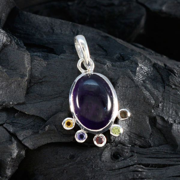 Multi Stone Delicate Latin American Silver Hexa Genesis Luxurious multicolor Pendant Jewelry