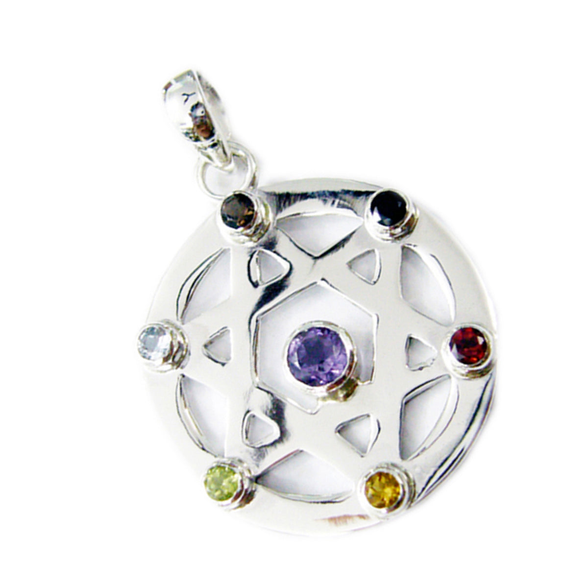 Multi Stone Essential Russian Silver Hepta Penelope wedding multicolor Pendant Jewelry
