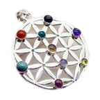Multi Stone Statement Italian 925 Silver Navratna multicolor Pendant