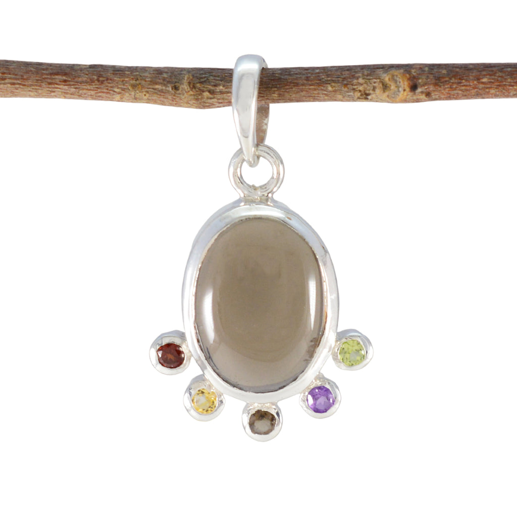 Multi Stone Delicate Moroccan 925 Silver Hexa multicolor Pendant