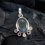 Multi Stone Delicate Egyptian 92.5 Silver Hexa Greta Armor multicolor Pendant Jewellery