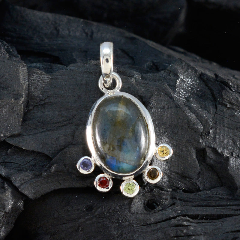 Multi Stone Delicate Egyptian 92.5 Silver Hexa Greta Armor multicolor Pendant Jewellery