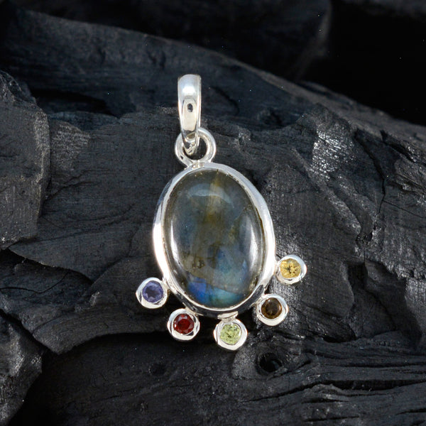 Multi Stone Delicate Egyptian 92.5 Silver Hexa Greta Armor multicolor Pendant Jewellery