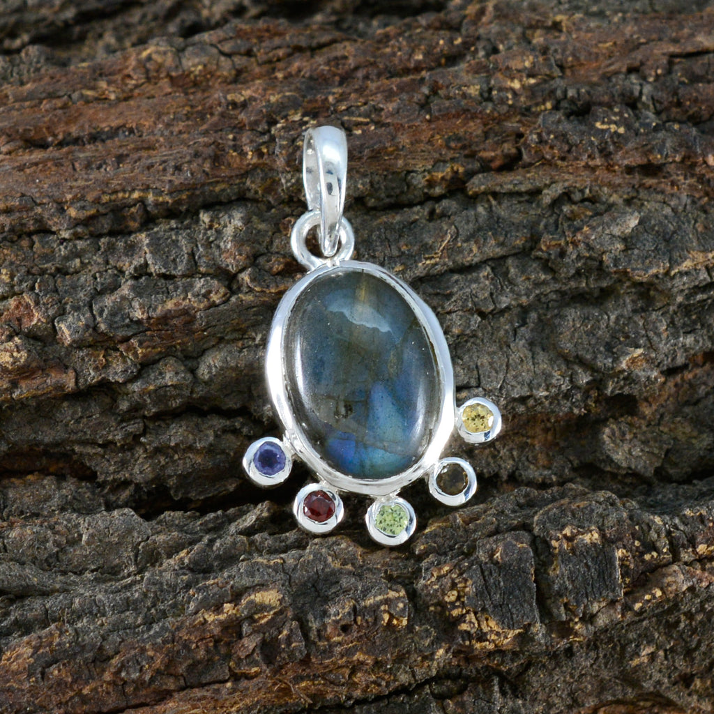 Multi Stone Delicate Egyptian 92.5 Silver Hexa Greta Armor multicolor Pendant Jewellery