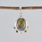 Multi Stone Delicate Egyptian 92.5 Silver Hexa Greta Armor multicolor Pendant Jewellery