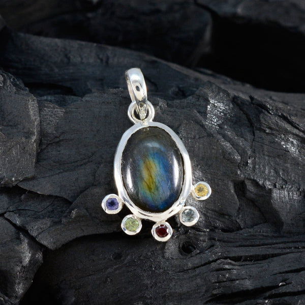Multi Stone Delicate Turkish Silver Hexa Hanna Signet multicolor Pendant Jewelry