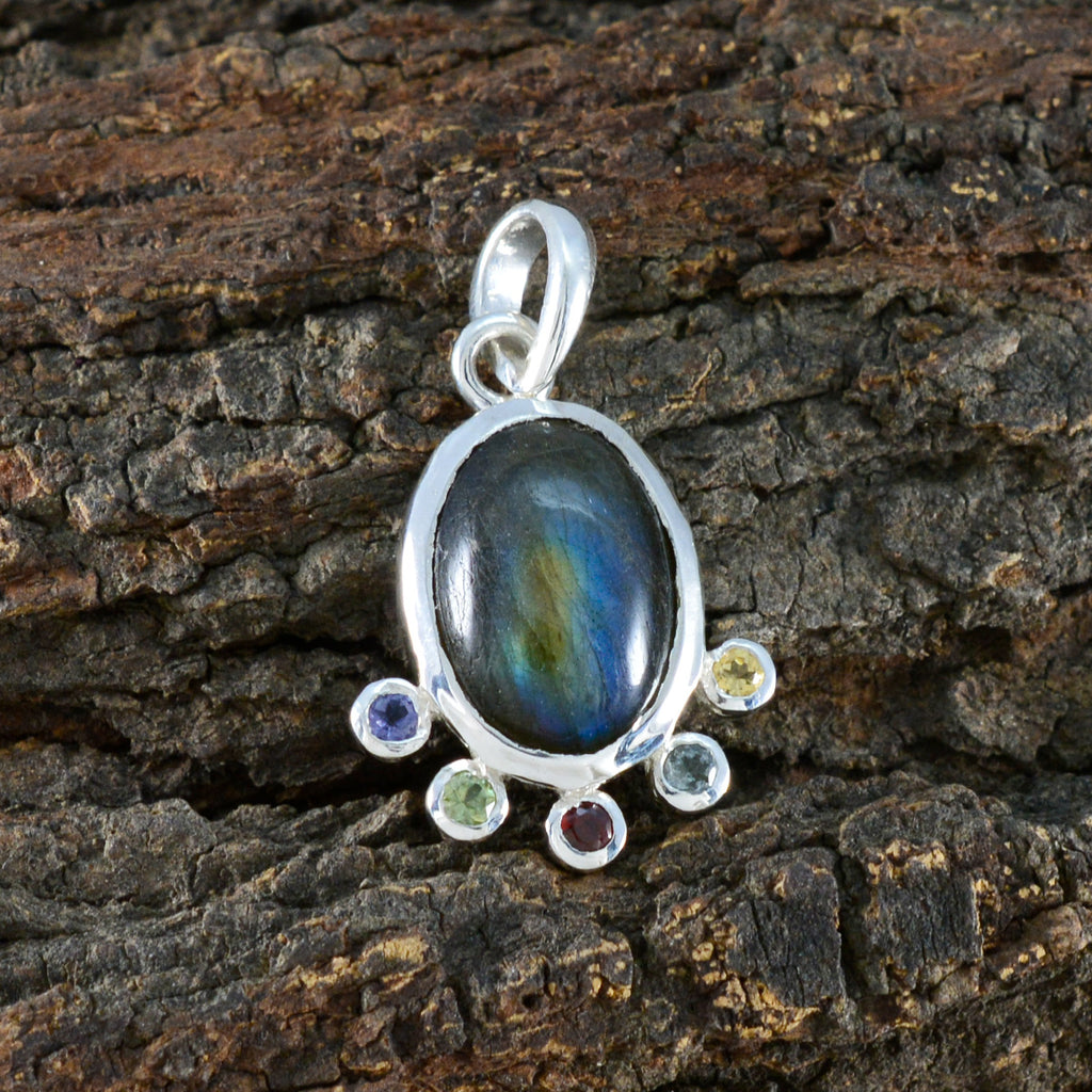Multi Stone Delicate Turkish Silver Hexa Hanna Signet multicolor Pendant Jewelry