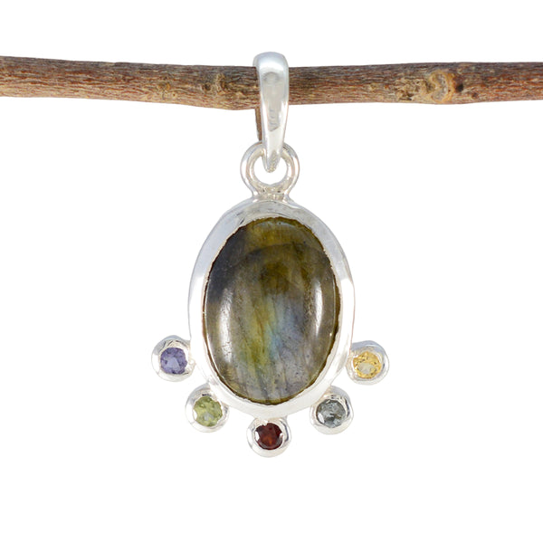Multi Stone Delicate Turkish Silver Hexa multicolor Pendant