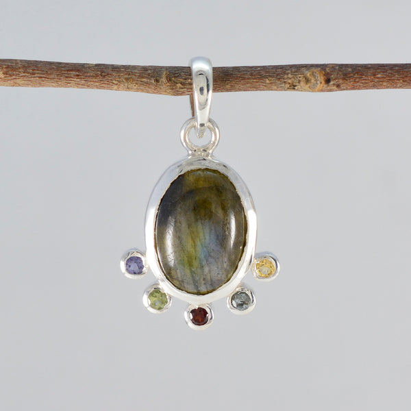 Multi Stone Delicate Turkish Silver Hexa Hanna Signet multicolor Pendant Jewelry