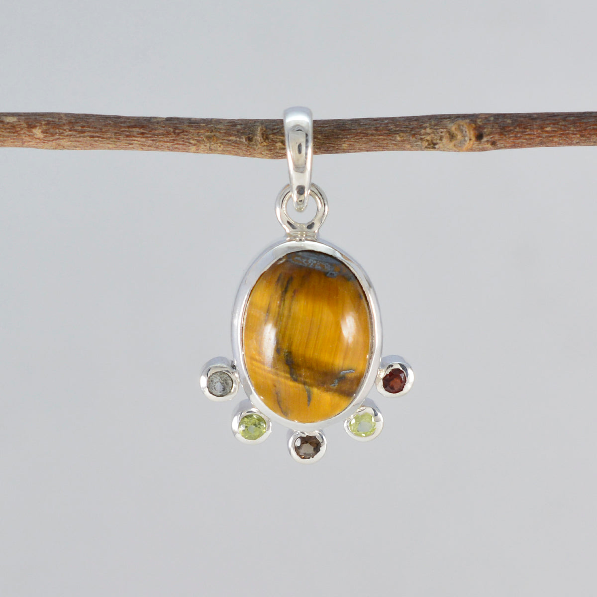 Multi Stone Delicate American Sterling Silver Hexa Hannah Cocktail multicolor Pendant Jewellery