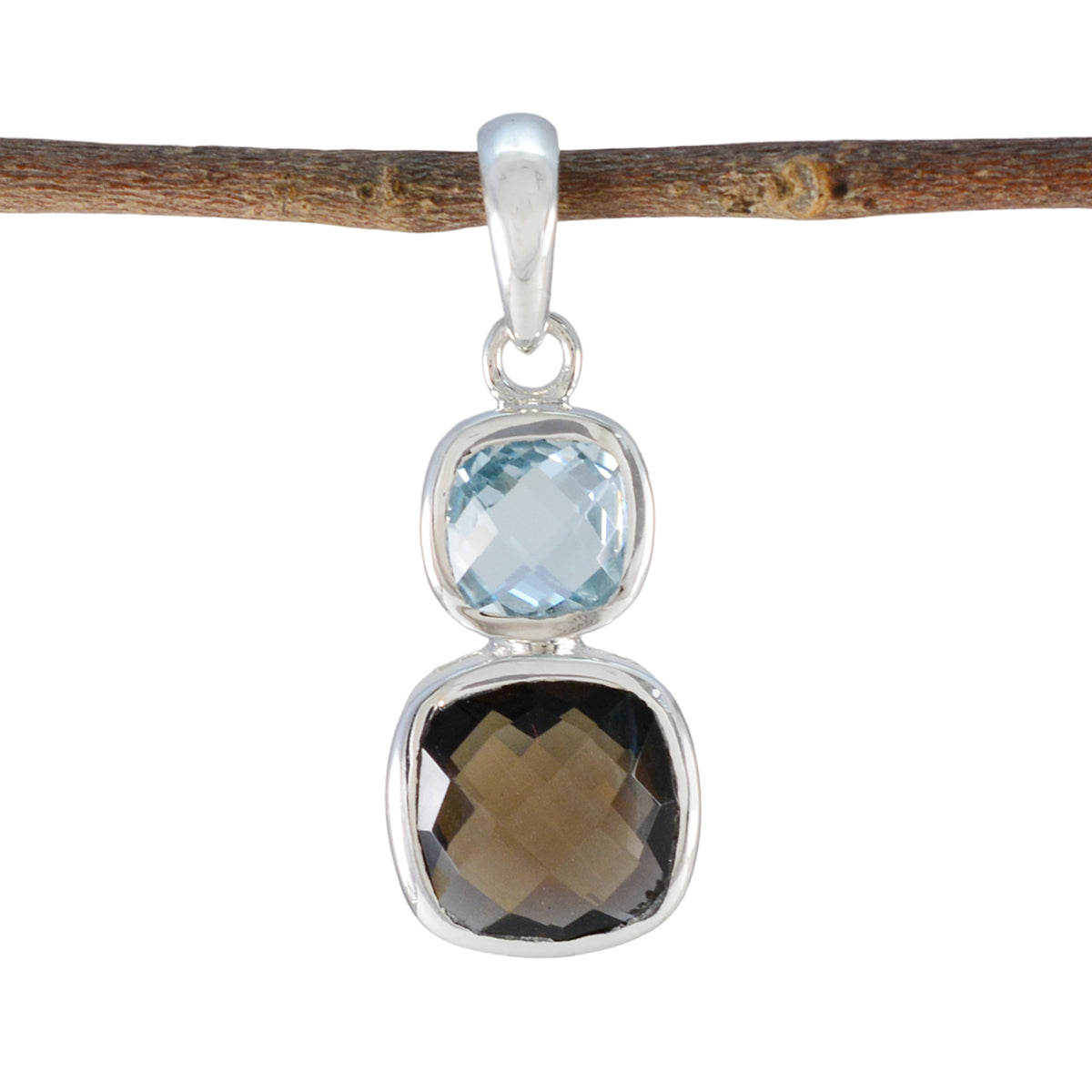 Multi Stone Whisper-thin American Silver Toi et Moi multicolor Pendant Hoofdafbeelding