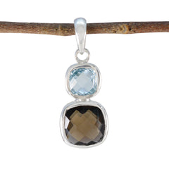 Multi Stone Whisper-thin American Silver Toi et Moi multicolor Pendant