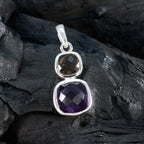 Multi Stone Whisper-thin Moroccan Sterling Silver Toi et Moi Pauline Signet multicolor Pendant Jewellery