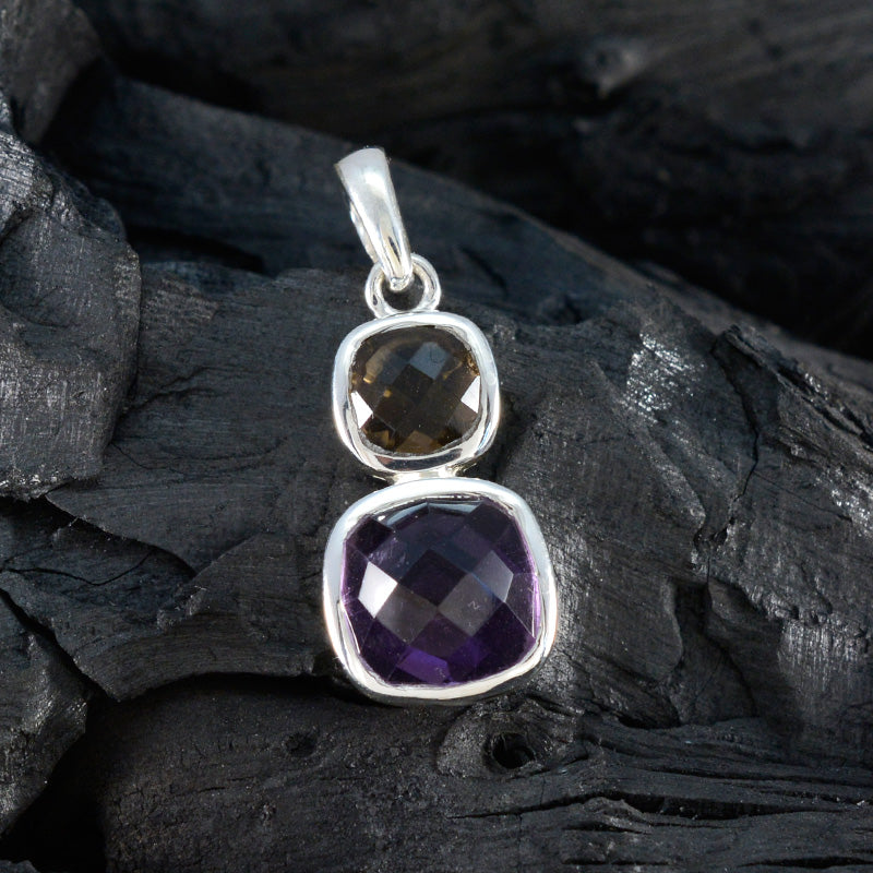 Multi Stone Whisper-thin Moroccan Sterling Silver Toi et Moi Pauline Signet multicolor Pendant Jewellery