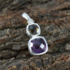 Multi Stone Whisper-thin Moroccan Sterling Silver Toi et Moi Pauline Signet multicolor Pendant Jewellery