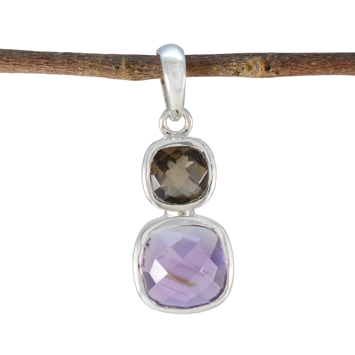 Multi Stone Whisper-thin Moroccan Sterling Silver Toi et Moi multicolor Pendant Image principale du produit