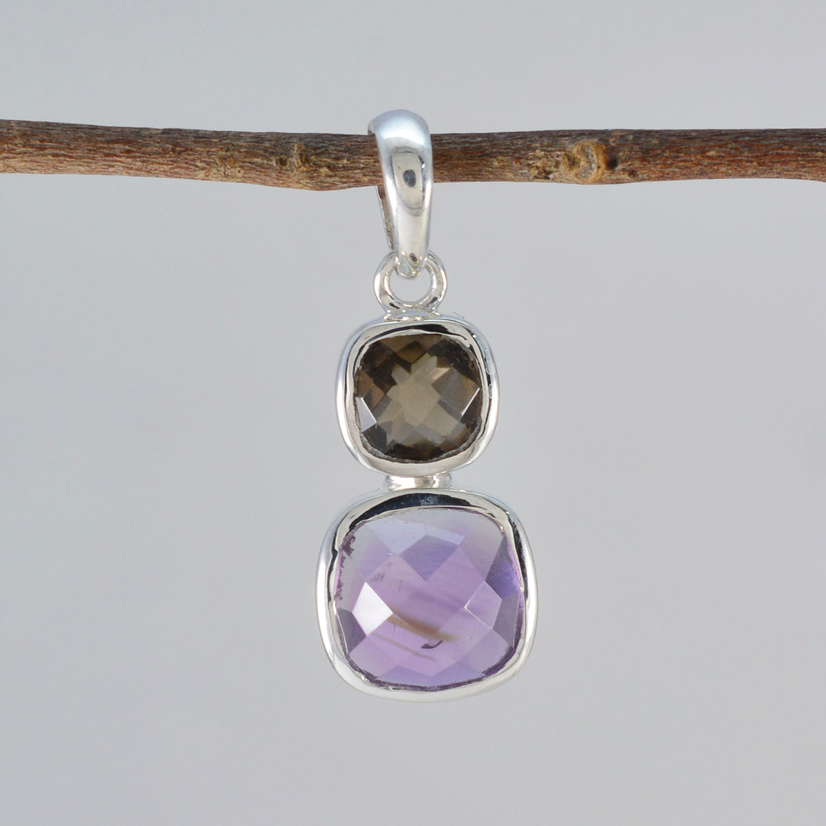 Multi Stone Whisper-thin Moroccan Sterling Silver Toi et Moi Pauline Signet multicolor Pendant Jewellery