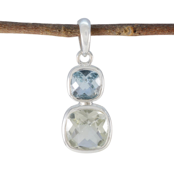 Multi Stone Whisper-thin Egyptian 925 Silver Toi et Moi multicolor Pendant