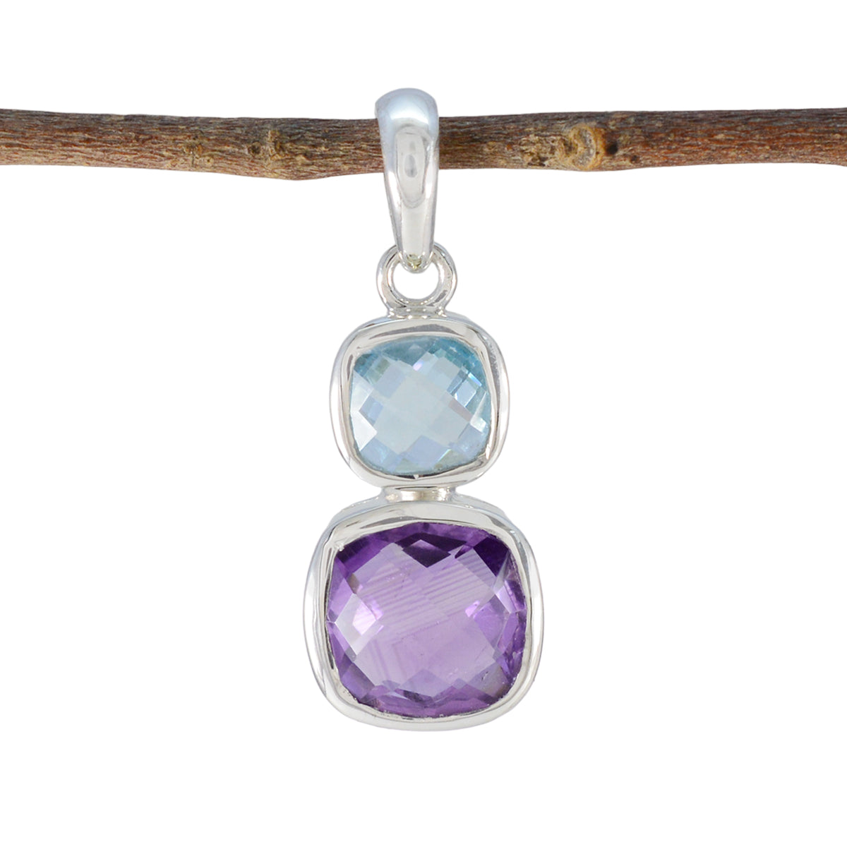 Multi Stone Whisper-thin Turkish 92.5 Silver Toi et Moi multicolor Pendant Imagen principal del producto