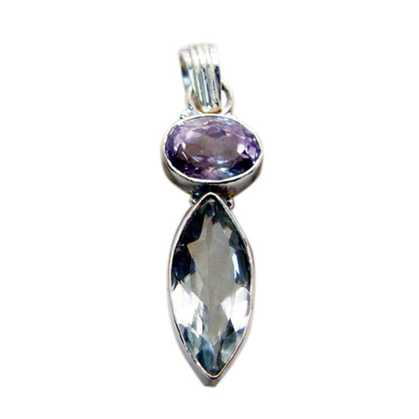 Multi Stone Tiny Mexican Sterling Silver Toi et Moi multicolor Pendant