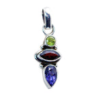 Multi Stone Eye-catching Russian 92.5 Silver Trilogy multicolor Pendant