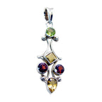 Multi Stone Eye-catching Moroccan Silver Penta multicolor Pendant