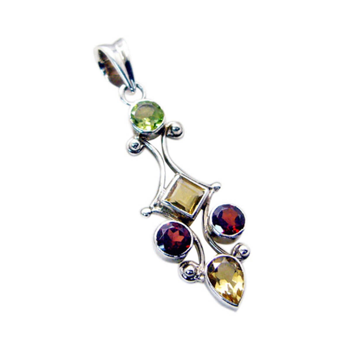 Multi Stone Eye-catching Moroccan Silver Penta Ellie Romantic multicolor Pendant Jewelry