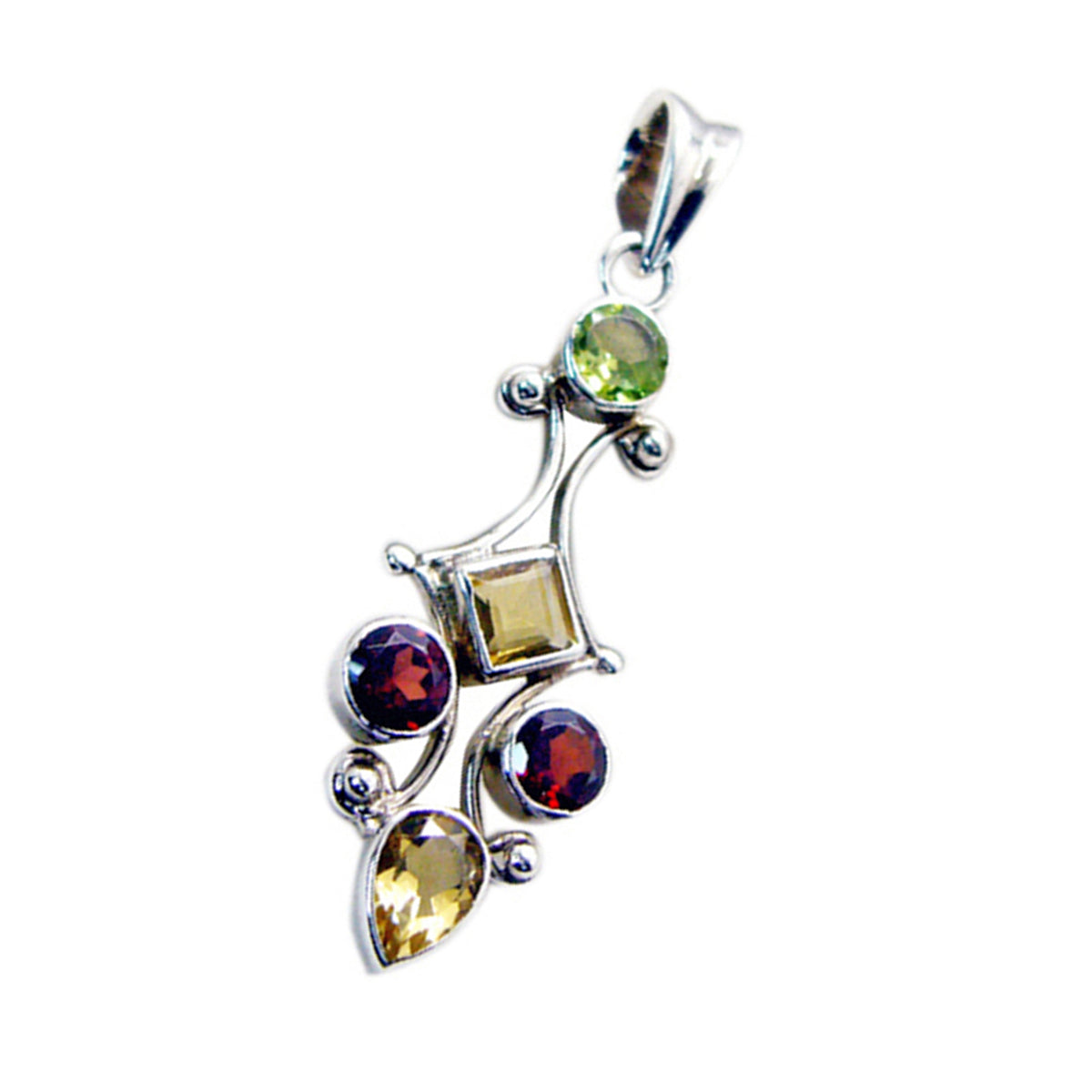 Multi Stone Eye-catching Moroccan Silver Penta Ellie Romantic multicolor Pendant Jewelry