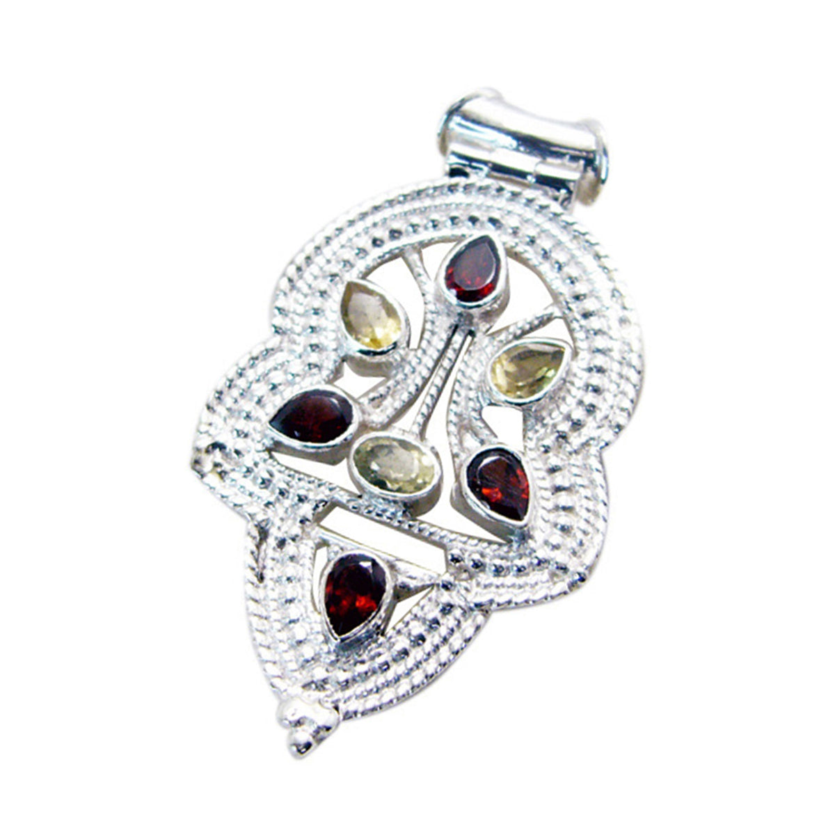 Multi Stone Statement Russian 925 Silver multiple Freya Rope-Wire multicolor Pendant Jewelry