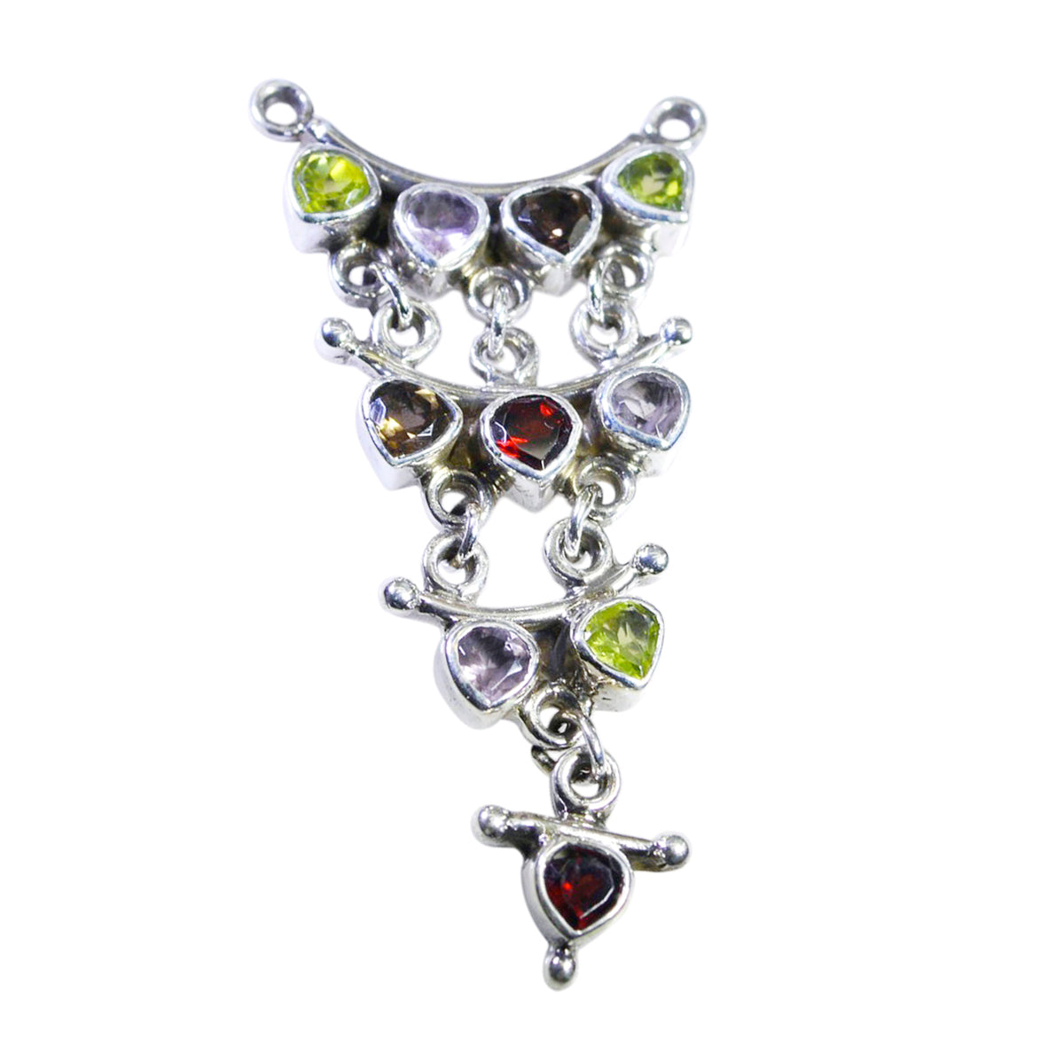 Multi Stone Eye-catching Russian Sterling Silver multiple multicolor Pendant Hoofdafbeelding