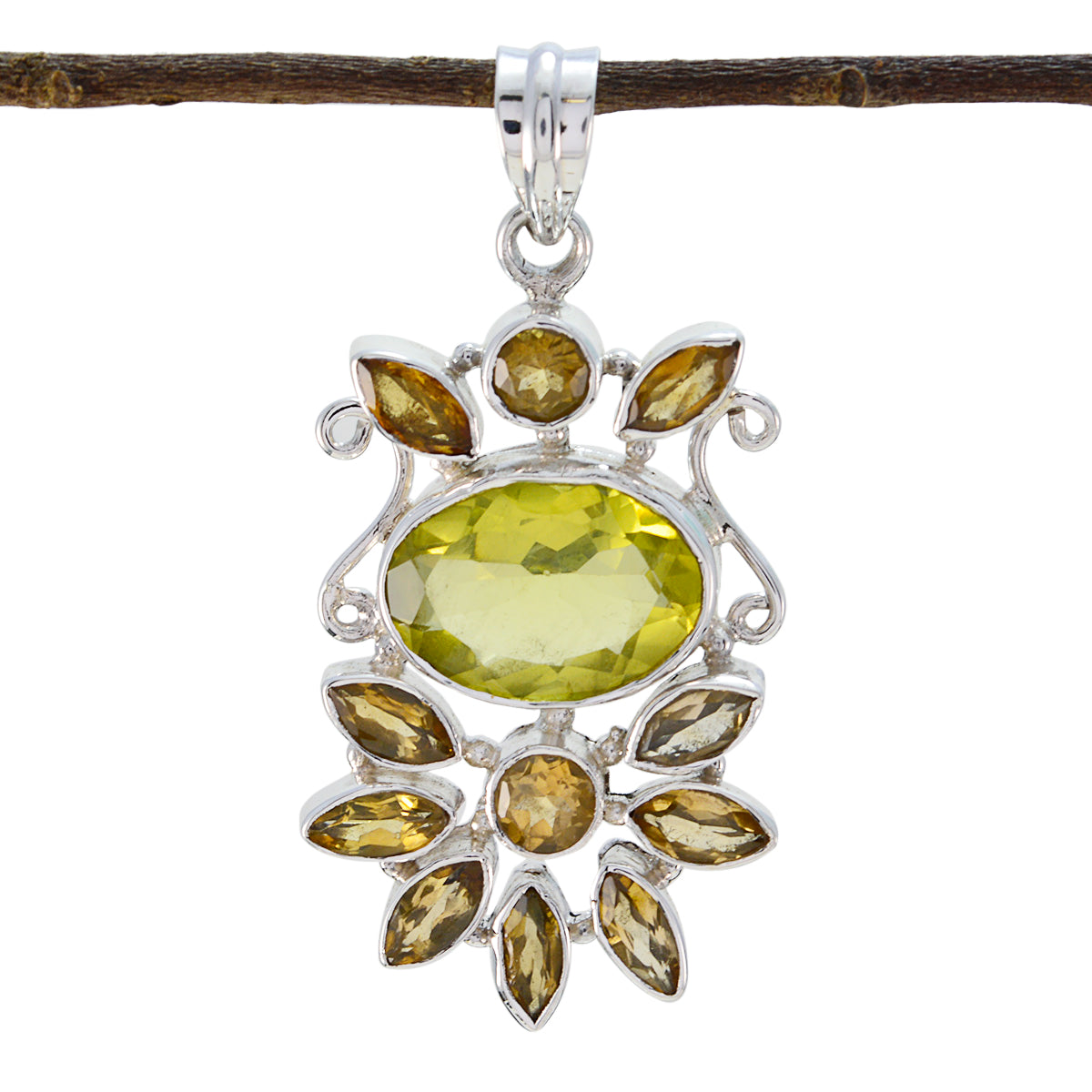 Multi Stone Statement Turkish Silver multiple multicolor Pendant メイン画像