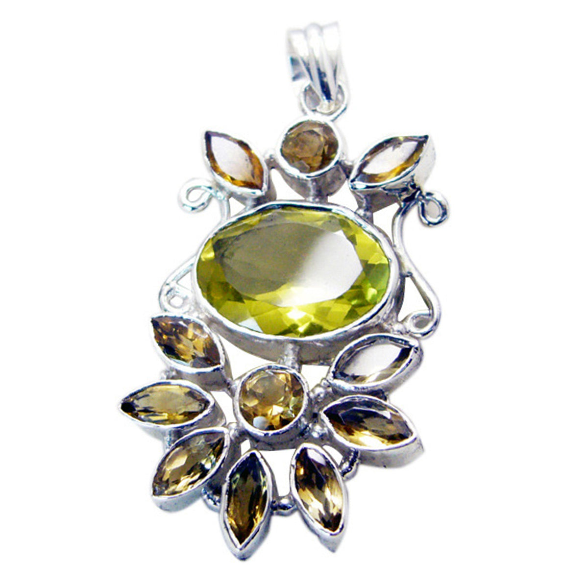 Multi Stone Statement Turkish Silver multiple Ines Glamorous multicolor Pendant Jewelry