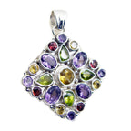Multi Stone Chunky Mexican Silver multiple multicolor Pendant