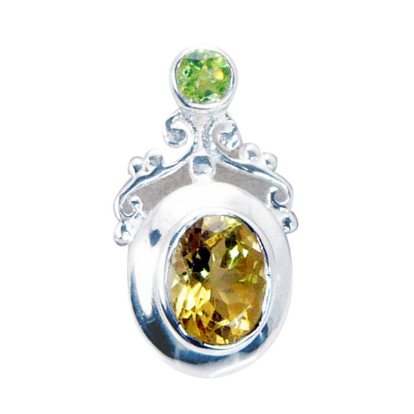 Multi Stone Featherlight German Sterling Silver Toi et Moi multicolor Pendant