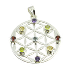 Multi Stone Statement Italian 925 Silver Navratna multicolor Pendant