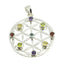 Multi Stone Statement Italian 925 Silver Navratna multicolor Pendant