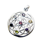 Multi Stone Statement French 92.5 Silver multiple multicolor Pendant