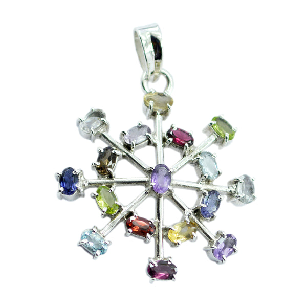 Multi Stone Eye-catching Moroccan Sterling Silver multiple multicolor Pendant