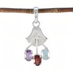 Multi Stone Featherlight Turkish Silver Trilogy multicolor Pendant
