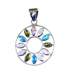 Multi Stone Featherlight Russian 92.5 Silver multiple multicolor Pendant