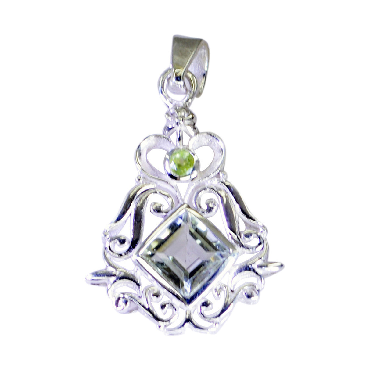 Multi Stone Classic Turkish 925 Silver Toi et Moi multicolor Pendant
