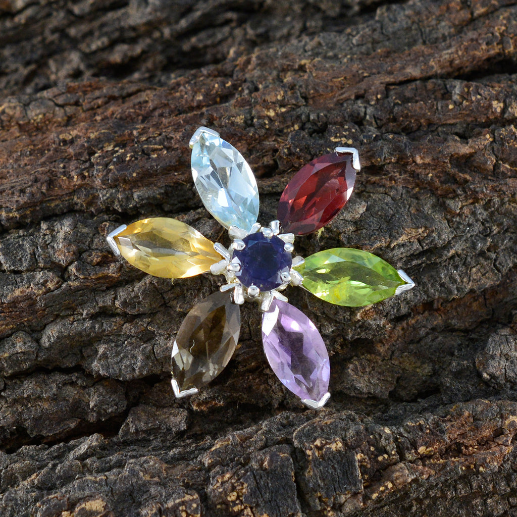 Multi Stone Whisper-thin Turkish Sterling Silver Hepta Isabella Glamorous multicolor Pendant Jewellery