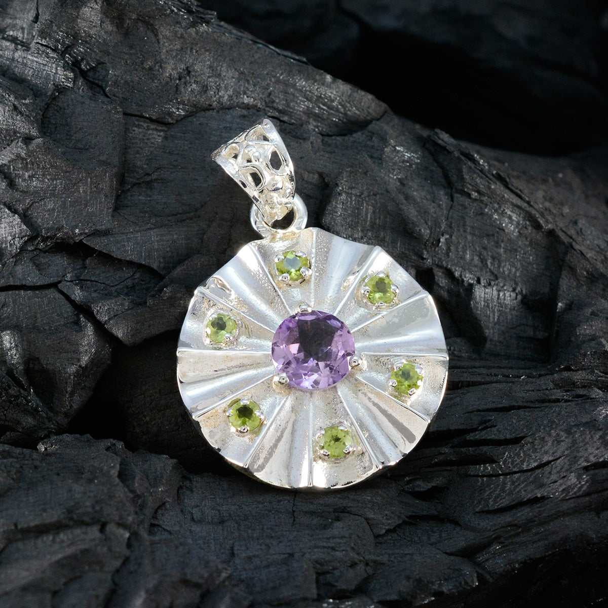 Multi Stone Statement Russian Silver multiple Marie Cocktail multicolor Pendant Jewelry