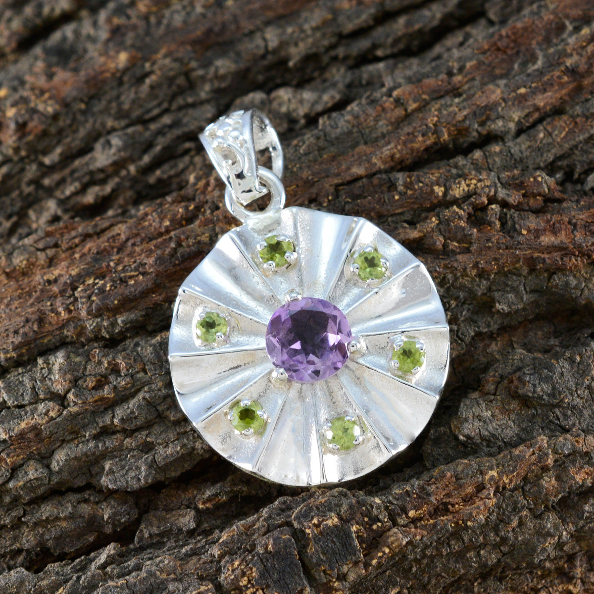 Multi Stone Statement Russian Silver multiple Marie Cocktail multicolor Pendant Jewelry