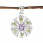 Multi Stone Statement Russian Silver multiple multicolor Pendant