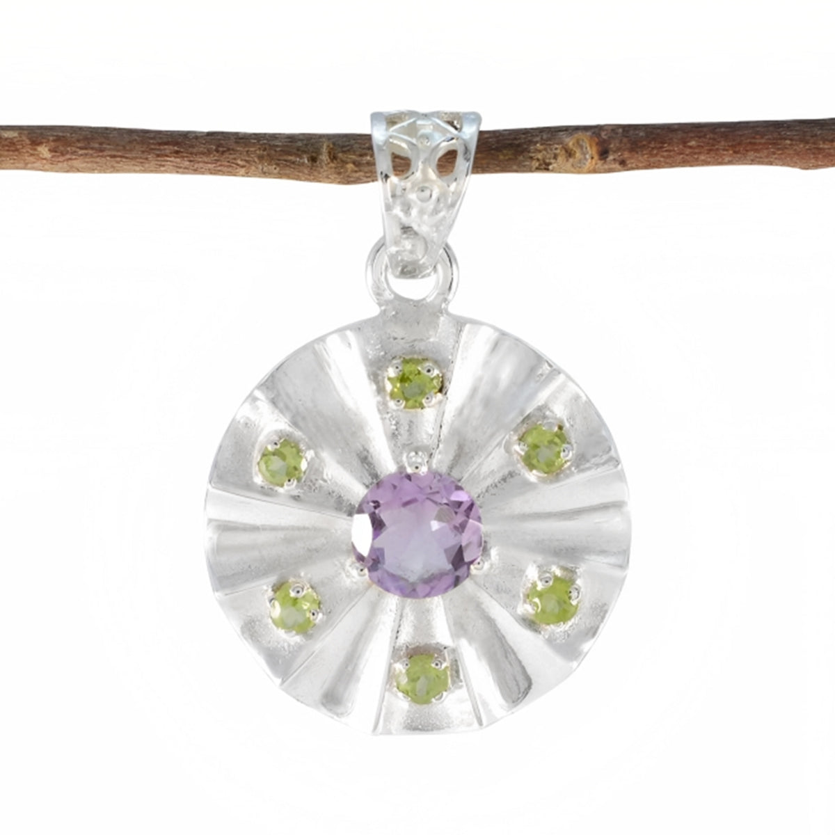 Multi Stone Statement Russian Silver multiple multicolor Pendant