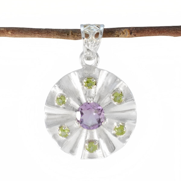 Multi Stone Statement Russian Silver multiple multicolor Pendant