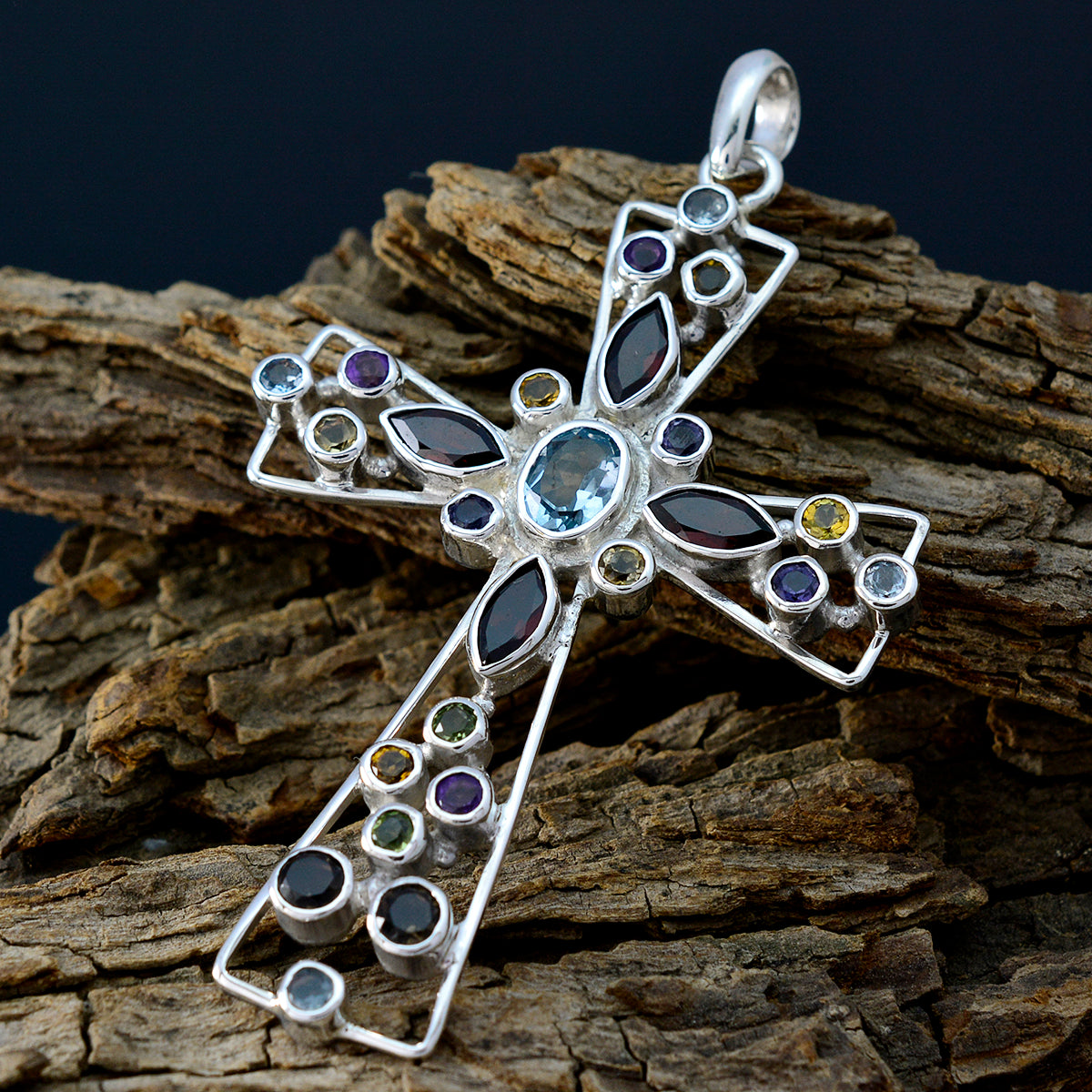 Multi Stone Statement Latin American Silver multiple Teresa Fairytale multicolor Pendant Jewelry
